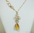 Yellow pear shaped crystal pendant necklace handmade by Jessica Luu Jewelry
