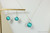 Sterling silver wire wrapped teal blue green 10mm pearl solitaire on chain necklace and earrings set handmade by Jessica Luu Jewelry
