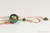 14K rose gold filled wire wrapped 12mm iridescent dark green scarabaeus green pearl solitaire on chain necklace handmade by Jessica Luu Jewelry