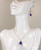 14K rose gold filled herringbone wire wrapped majestic cobalt blue crystal pendant on chain necklace and earrings set handmade by Jessica Luu Jewelry