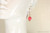 14K rose gold filled herringbone wrapped 8mm pink coral natural gemstone dangle earrings handmade by Jessica Luu Jewelry