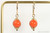 14K gold filled herringbone wire wrapped 8mm orange coral natural gemstone dangle earrings handmade by Jessica Luu Jewelry