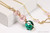 14K yellow gold filled three stone pendant with 6mm vintage rose crystal, 8mm rosaline pink pearl, 10mm emerald green crystal on chain necklace handmade by Jessica Luu Jewelry