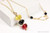 14K yellow gold filled wire wrapped black red three crystal pendant on chain necklace handmade by Jessica Luu Jewelry