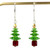 Sterling silver green crystal Christmas tree dangle earrings handmade by Jessica Luu Jewelry