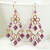 14K rose gold filled wire wrapped chandelier earrings with amethyst purple Austrian crystals handmade by Jessica Luu Jewelry