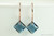 14K rose gold filled dangle earrings with 11.5mm Montana blue sapphire crystal drops handmade by Jessica Luu Jewelry