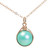 14K rose gold filled chain necklace with 10mm aqua blue green pearl solitaire pendant handmade by Jessica Luu Jewelry