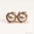 14K rose gold filled wire wrapped champagne pearl stud earrings handmade by Jessica Luu Jewelry