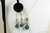 14K yellow gold filled chain necklace with three pearl peacock colored pendant and matching earrings handmade by Jessica Luu Jewelry