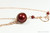 14K rose gold filled chain necklace with 12mm dark red burgundy pearl solitaire pendant handmade  by Jessica Luu Jewelry