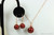 14K rose gold filled chain necklace with 12mm dark red burgundy pearl solitaire pendant and matching earrings handmade  by Jessica Luu Jewelry