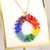 14kK yellow gold filled wire wrapped rainbow Austrian crystal pendant on chain necklace handmade by Jessica Luu Jewelry