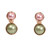 14K rose gold filled wire wrapped sage green and powder pink pearl drop stud earrings handmade by Jessica Luu Jewelry