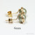 6mm sage green pearl stud earrings in 14K yellow gold filled wire wrapped setting handmade by Jessica Luu Jewelry