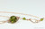 10mm faceted round olive green crystal pendant in 14K rose gold filled wire wrapped setting on 18 inch long chain necklace handmade by Jessica Luu Jewelry