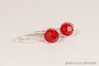 Sterling silver wire wrapped light siam red crystal earrings handmade by Jessica Luu Jewelry
