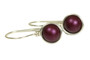 Sterling silver wire wrapped elderberry dark purple pearl drop earrings handmade by Jessica Luu Jewelry