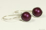 Sterling silver wire wrapped elderberry dark purple pearl drop earrings handmade by Jessica Luu Jewelry