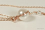 14k rose gold filled wire wrapped solitaire pendant on chain necklace with white pearl handmade  by Jessica Luu Jewelry