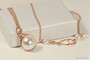 14k rose gold filled wire wrapped solitaire pendant on chain necklace with white pearl handmade  by Jessica Luu Jewelry