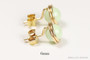 14K yellow gold filled wire wrapped pastel light green pearl stud earrings handmade by Jessica Luu Jewelry