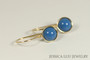14K gold filled wire wrapped lapis blue  pearl drop earrings handmade by Jessica Luu Jewelry