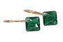Rose Gold Emerald Crystal Dangle Earrings - Available with Matching Necklace and Other Metal Options