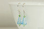 Sterling silver aquamarine and peridot blue green crystal artemis dangle earrings handmade by Jessica Luu Jewelry