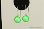 Sterling silver wire wrapped neon green pearl drop earrings handmade by Jessica Luu Jewelry
