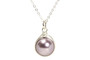 Sterling silver wire wrapped mauve purple pearl solitaire necklace handmade by Jessica Luu Jewelry