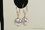 14K rose gold filled wire wrapped lavender flat coin pearl dangle earrings handmade by Jessica Luu Jewelry