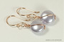 14K rose gold filled wire wrapped lavender flat coin pearl dangle earrings handmade by Jessica Luu Jewelry