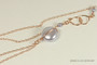14K rose gold filled wire wrapped lavender  flat coin pearl solitaire pendant on chain necklace handmade by Jessica Luu Jewelry
