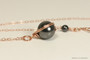 14K rose gold filled wire wrapped black pearl pendant necklace handmade  by Jessica Luu Jewelry