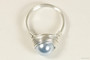 Sterling silver wire wrapped light blue pearl solitaire ring handmade by Jessica Luu Jewelry