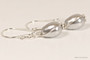 Sterling silver wire wrapped light grey teardrop pear shaped pearl dangle earrings handmade by Jessica Luu Jewelry