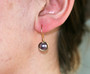 14K yellow gold filled wire wrapped purple mauve pearl drop earrings handmade by Jessica Luu Jewelry