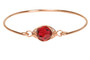 14k rose gold filled wire wrapped bangle bracelet with scarlet red crystal handmade by Jessica Luu Jewelry
