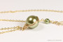 14K yellow gold filled wire wrapped olive green pearl solitaire pendant on chain necklace handmade by Jessica Luu Jewelry