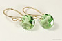 14K yellow gold filled light green peridot crystal classic cut pendant dangle earrings
