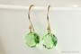 14K yellow gold filled light green peridot crystal classic cut pendant dangle earrings