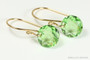 14K yellow gold filled light green peridot crystal classic cut pendant dangle earrings