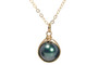 Gold Tahitian Pearl Solitaire Necklace - Available with Matching Earrings and Other Metal Options