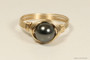 14K yellow gold filled wire wrapped black pearl solitaire ring handmade by Jessica Luu Jewelry