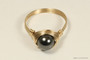 14K yellow gold filled wire wrapped black pearl solitaire ring handmade by Jessica Luu Jewelry