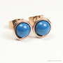 14K rose gold filled wire wrapped lapis blue pearl stud earrings handmade by Jessica Luu Jewelry