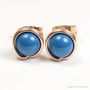 14K rose gold filled wire wrapped lapis blue pearl stud earrings handmade by Jessica Luu Jewelry