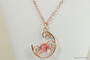 14k rose gold filled wire wrapped pendant on chain necklace with rose peach crystal handmade  by Jessica Luu Jewelry