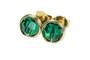 14K yellow gold filled wire wrapped emerald green crystal stud earrings handmade by Jessica Luu Jewelry